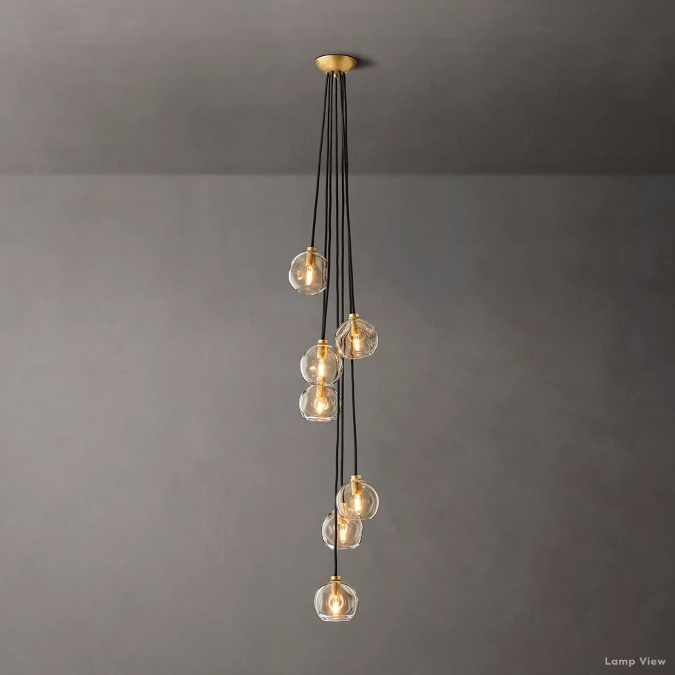 Bubble Organic Glass Cascade Chandelier 15"