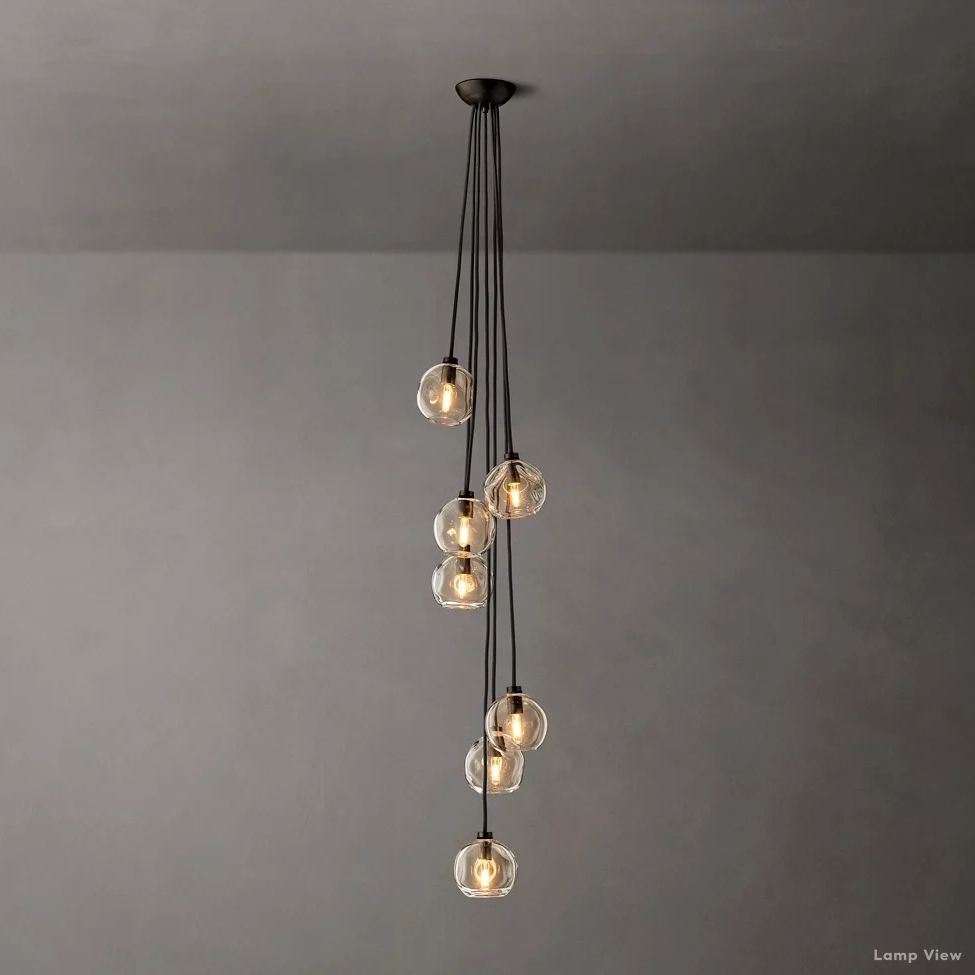 Bubble Organic Glass Cascade Chandelier 15"