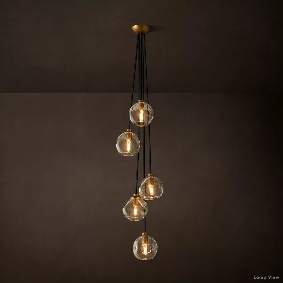 Bubble Organic Glass Cascade Chandelier 14"