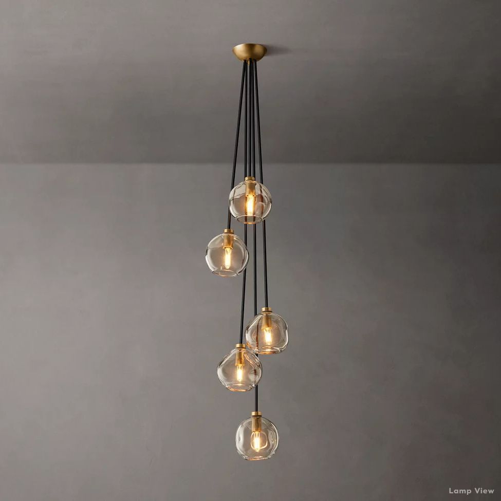 Bubble Organic Glass Cascade Chandelier 14"