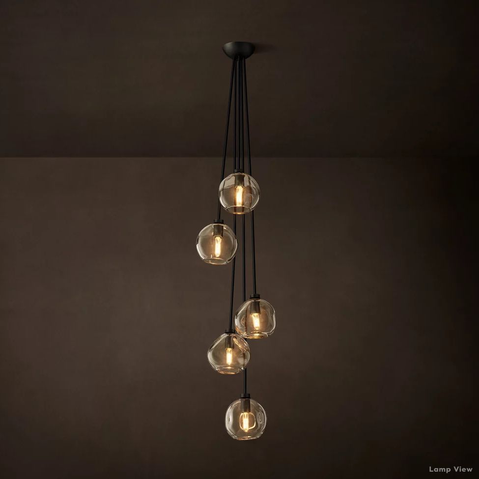Bubble Organic Glass Cascade Chandelier 14"