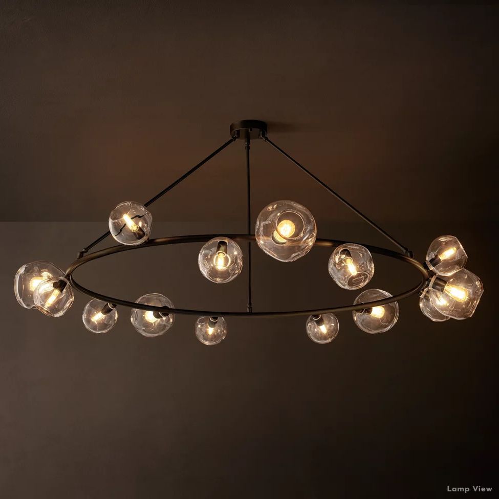 Bubble Organic Glass Round Chandelier 84"