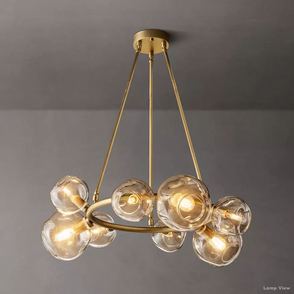 Bubble Organic Glass Round Chandelier 36"