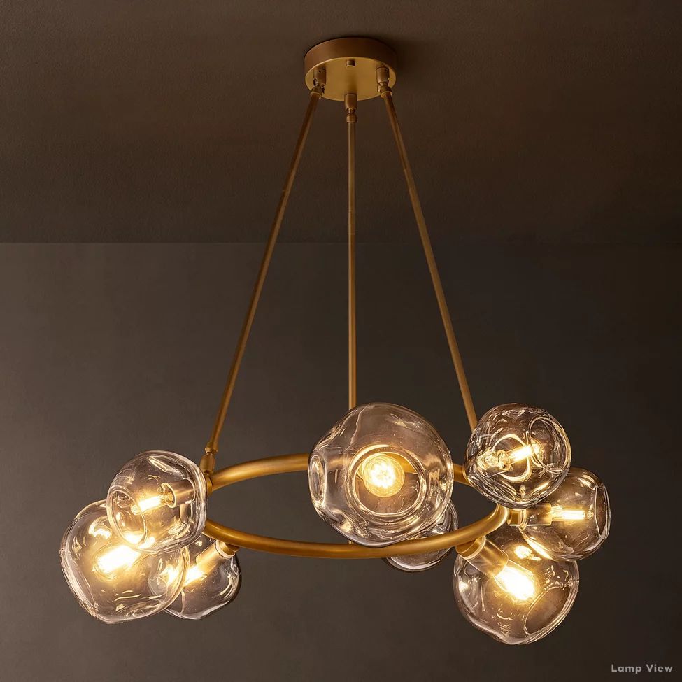 Bubble Organic Glass Round Chandelier 36"