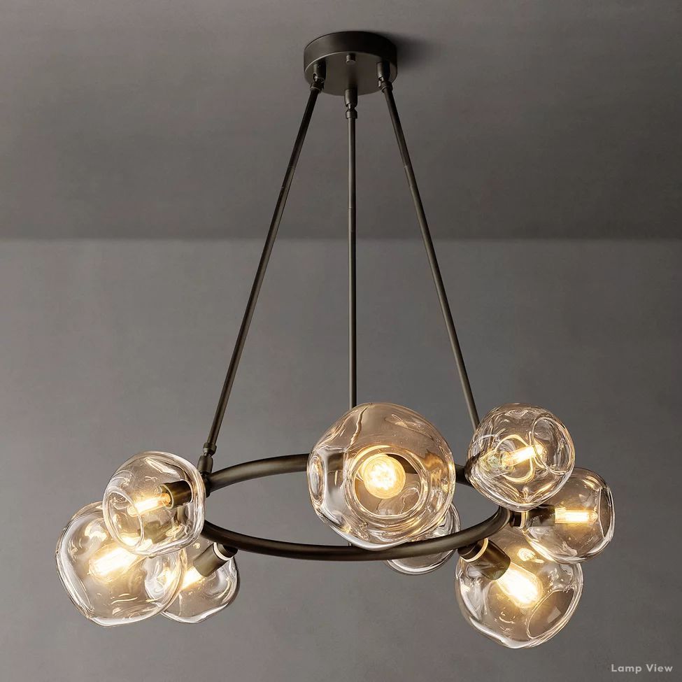 Bubble Organic Glass Round Chandelier 36"