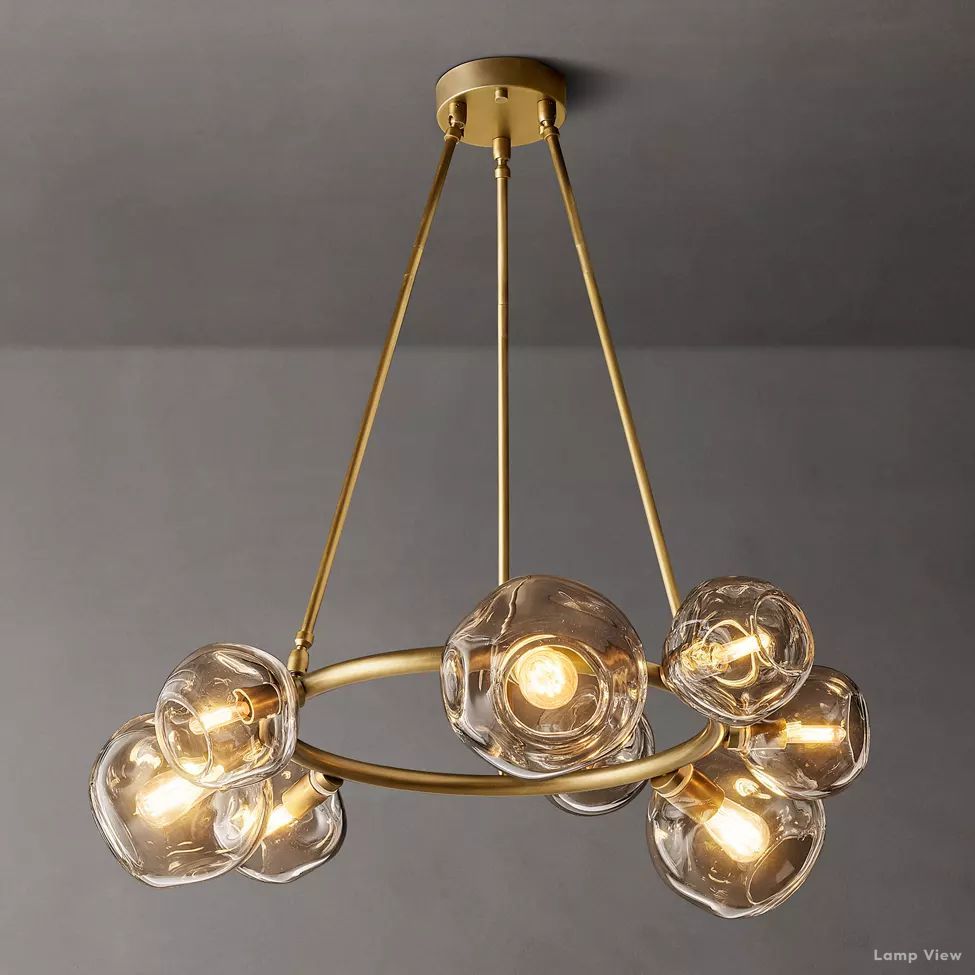 Bubble Organic Glass Round Chandelier 36"