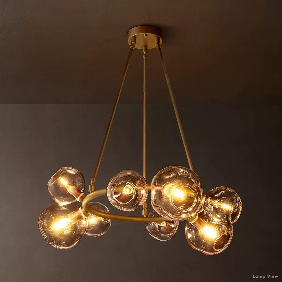 Bubble Organic Glass Round Chandelier 36"