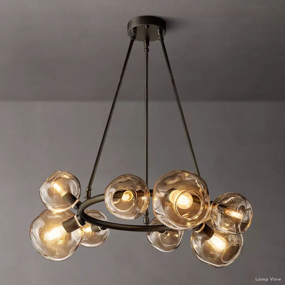 Bubble Organic Glass Round Chandelier 36"