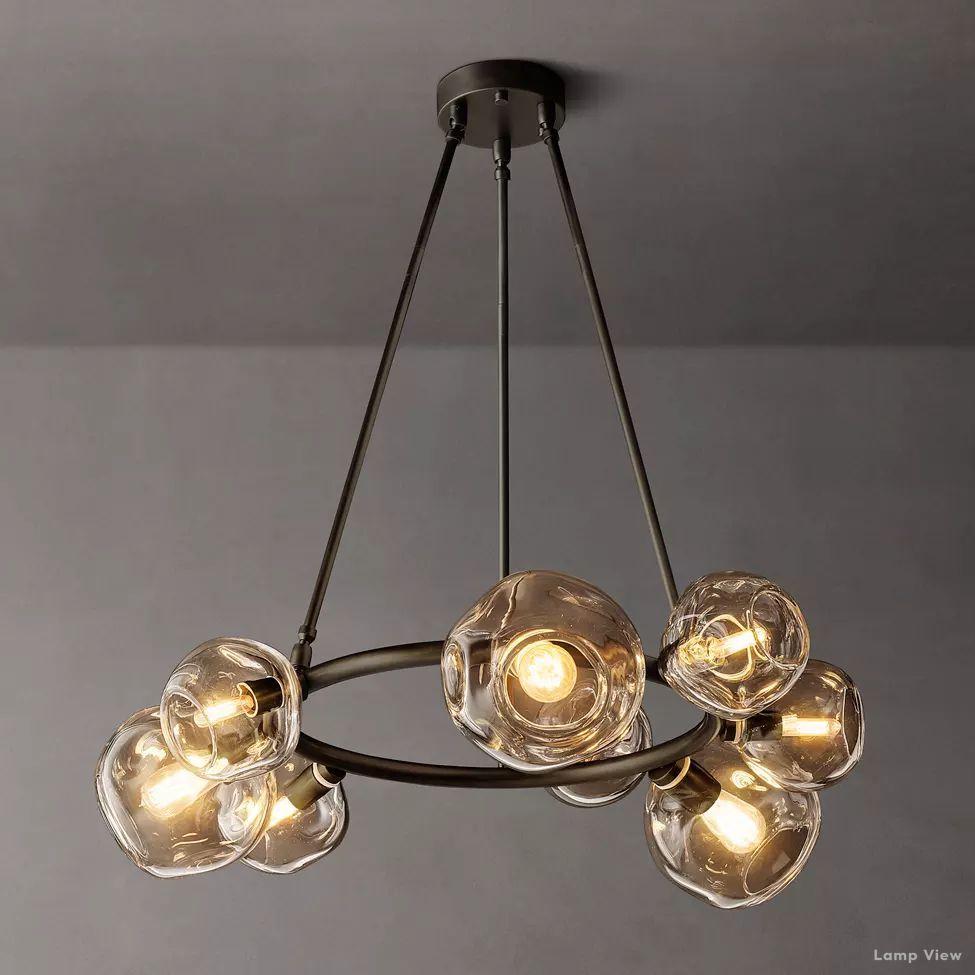 Bubble Organic Glass Round Chandelier 36"