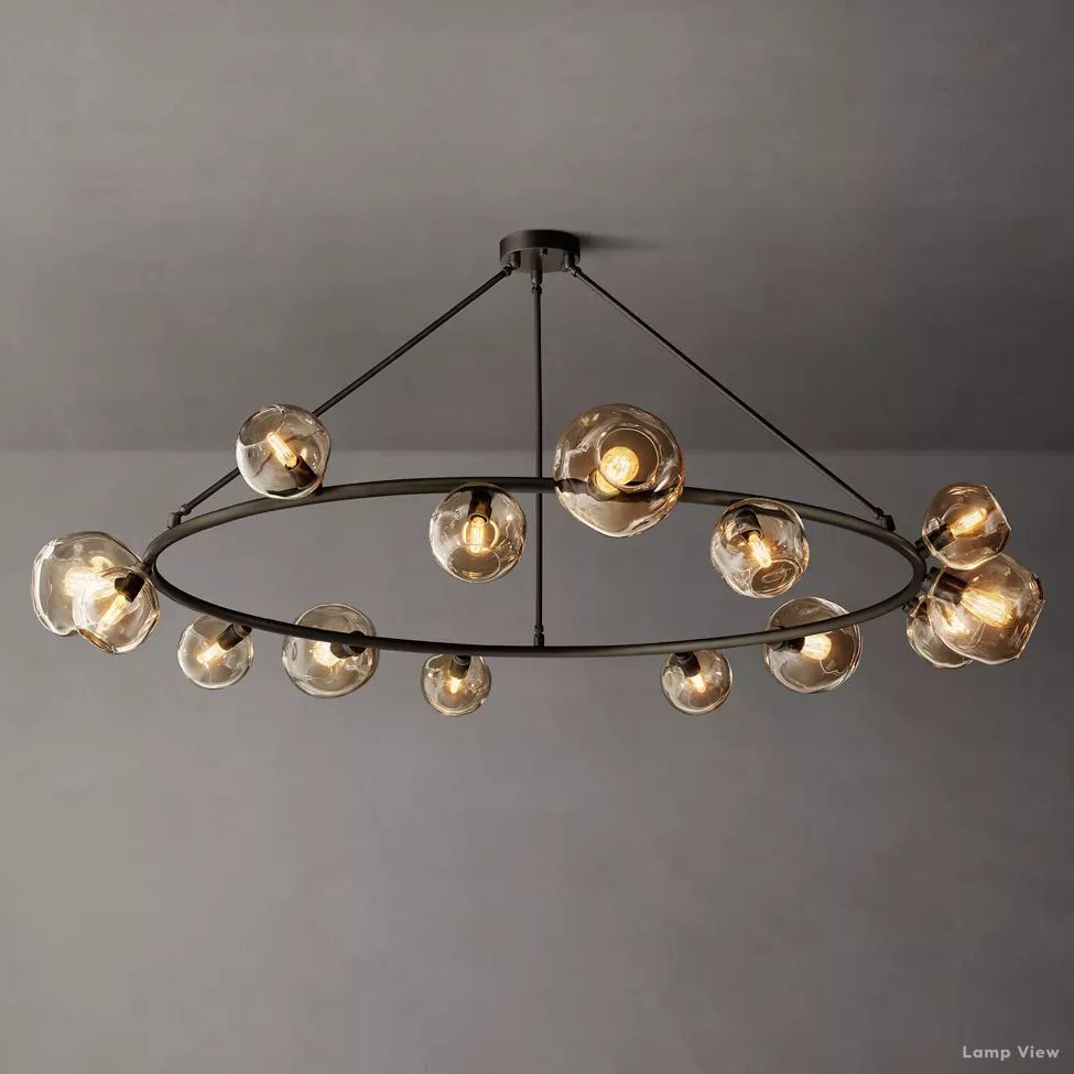 Bubble Organic Glass Round Chandelier 72"