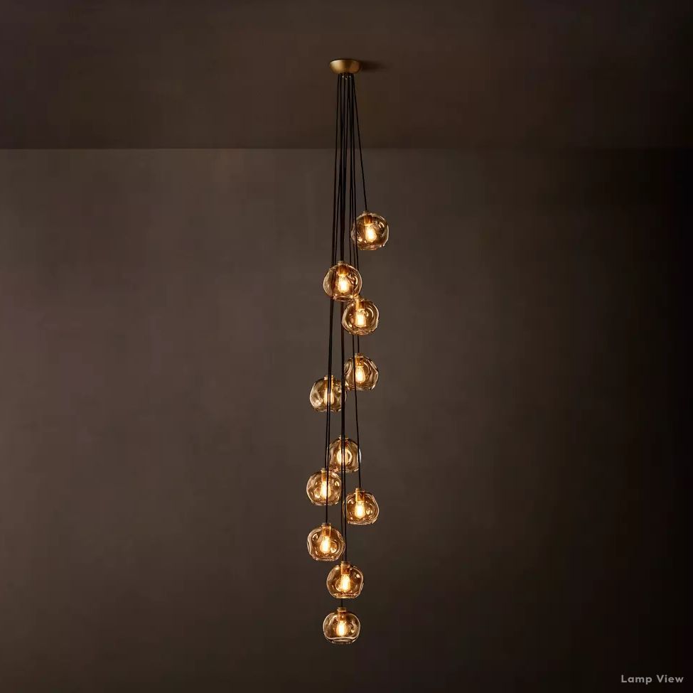 Bubble Organic Glass Cascade Chandelier 20"