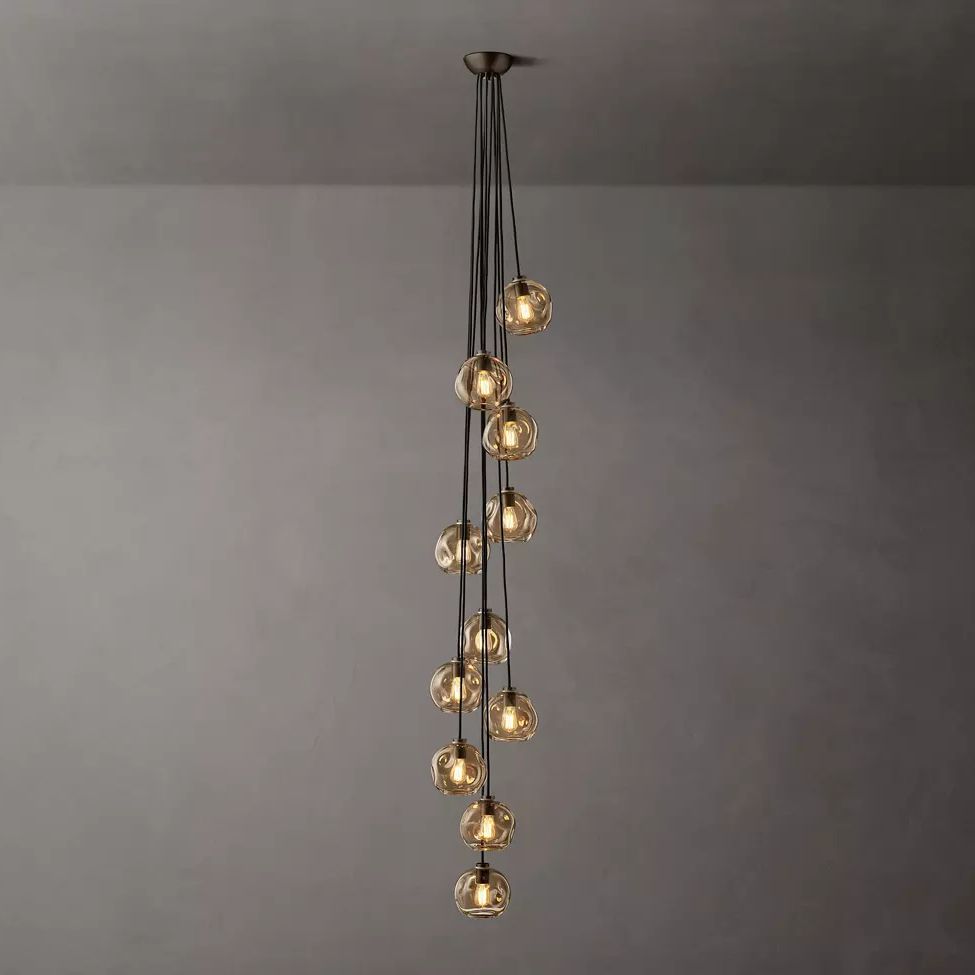 Bubble Organic Glass Cascade Chandelier 20"