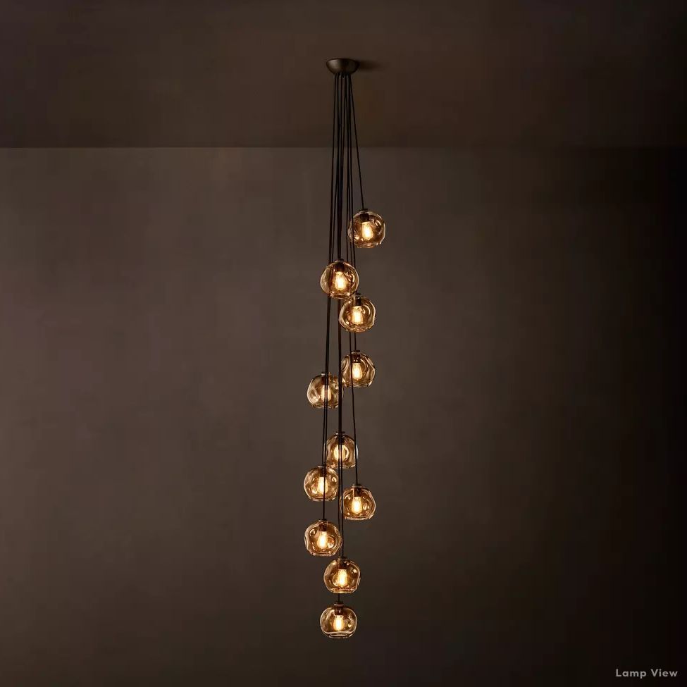 Bubble Organic Glass Cascade Chandelier 20"