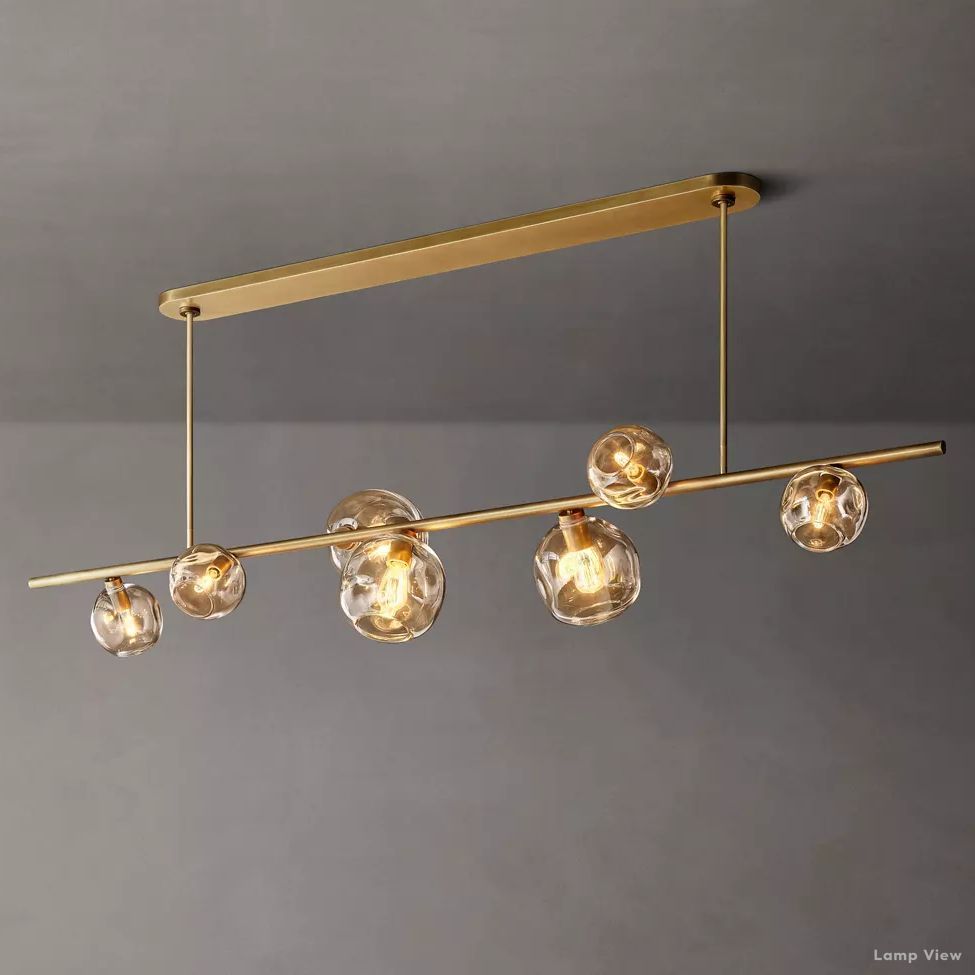 Bubble Organic Glass Linear Chandelier 78"