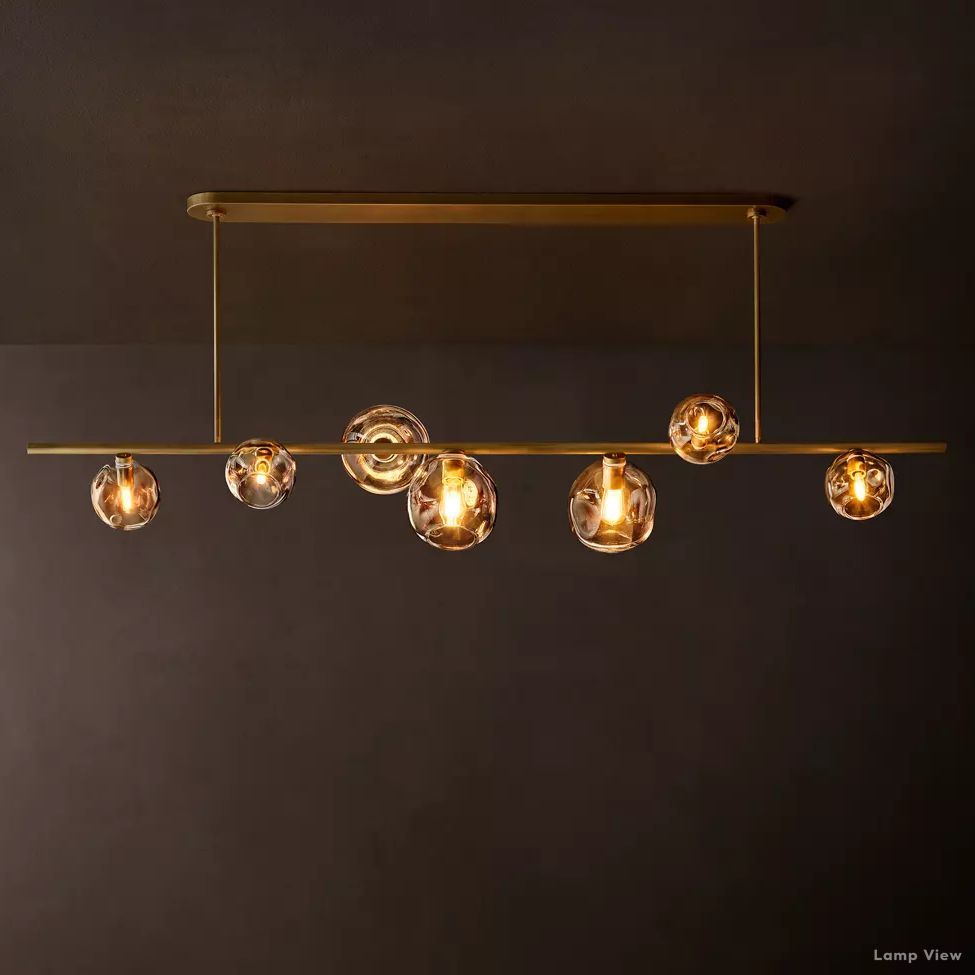 Bubble Organic Glass Linear Chandelier 78"