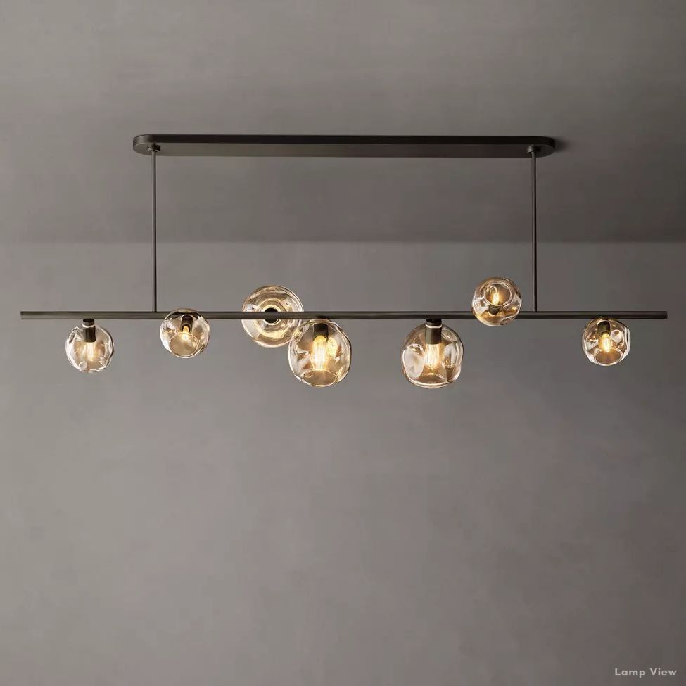 Bubble Organic Glass Linear Chandelier 78"