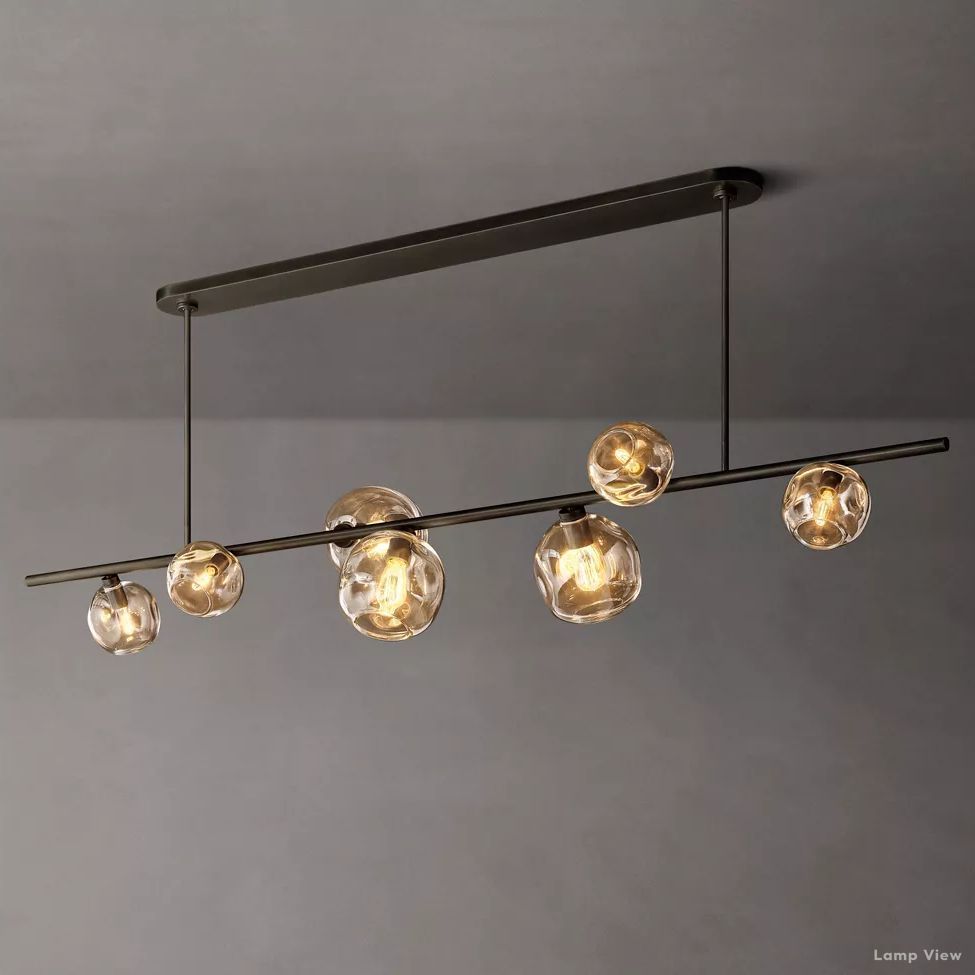 Bubble Organic Glass Linear Chandelier 78"