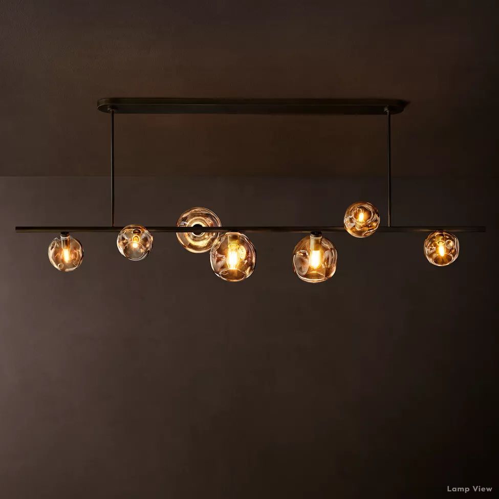 Bubble Organic Glass Linear Chandelier 78"