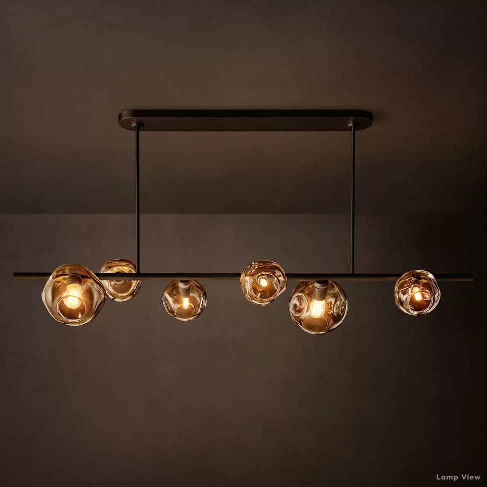 Bubble Organic Glass Linear Chandelier 60"
