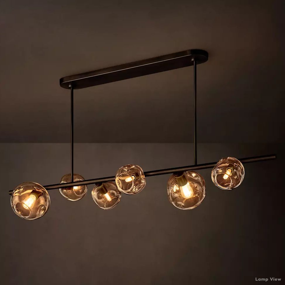 Bubble Organic Glass Linear Chandelier 60"
