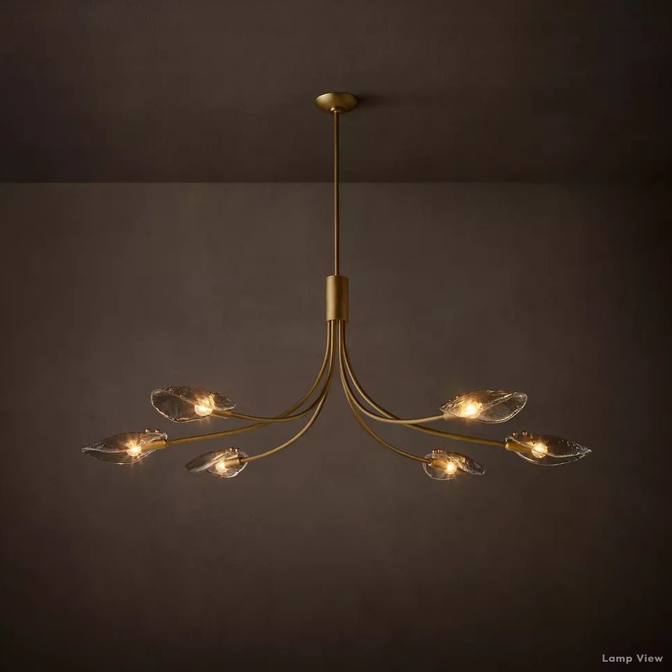 Shell Airy Glass Linear Chandelier 54"