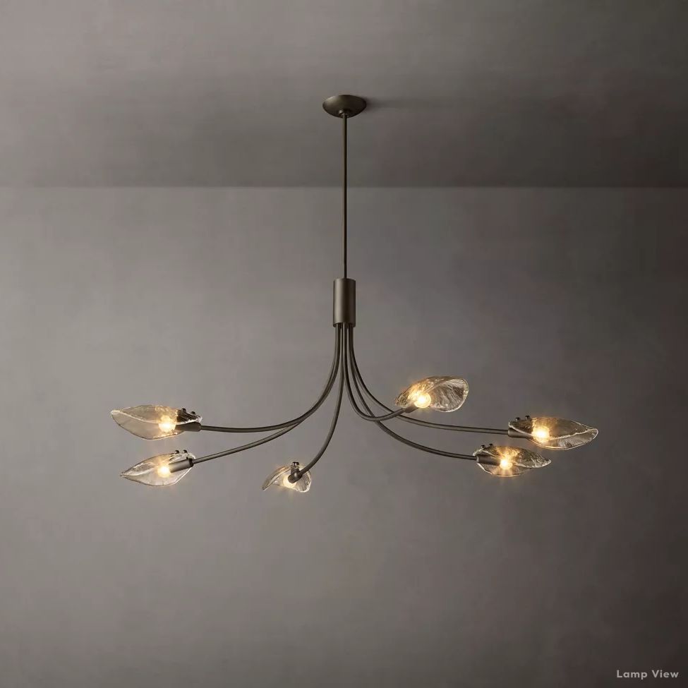 Shell Airy Glass Linear Chandelier 54"