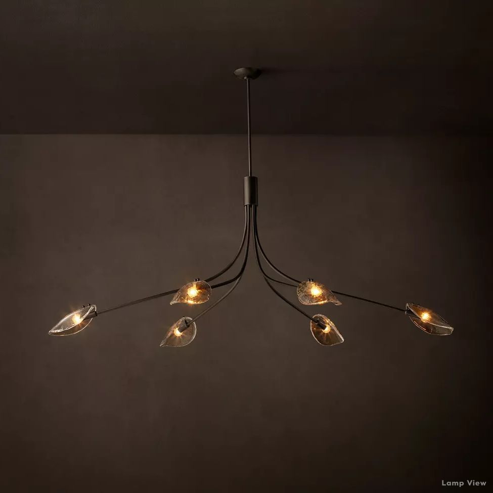 Shell Airy Glass Linear Chandelier 72"