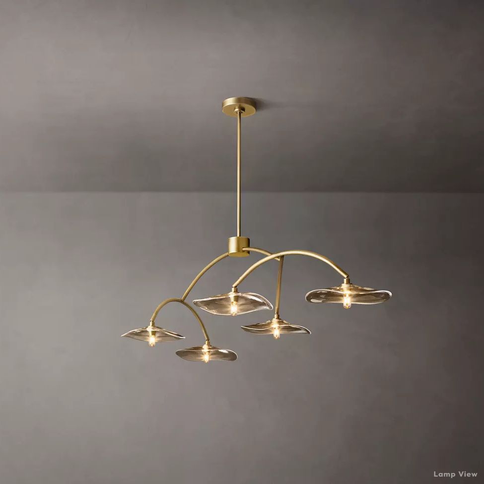 Lily Arcing Glass Linear Chandelier 60"