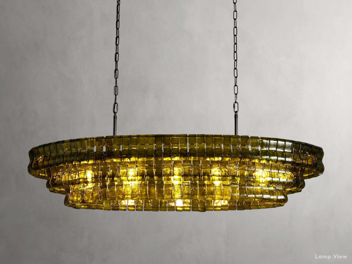 Ghiaccio Hooked Glass Oval Chandelier