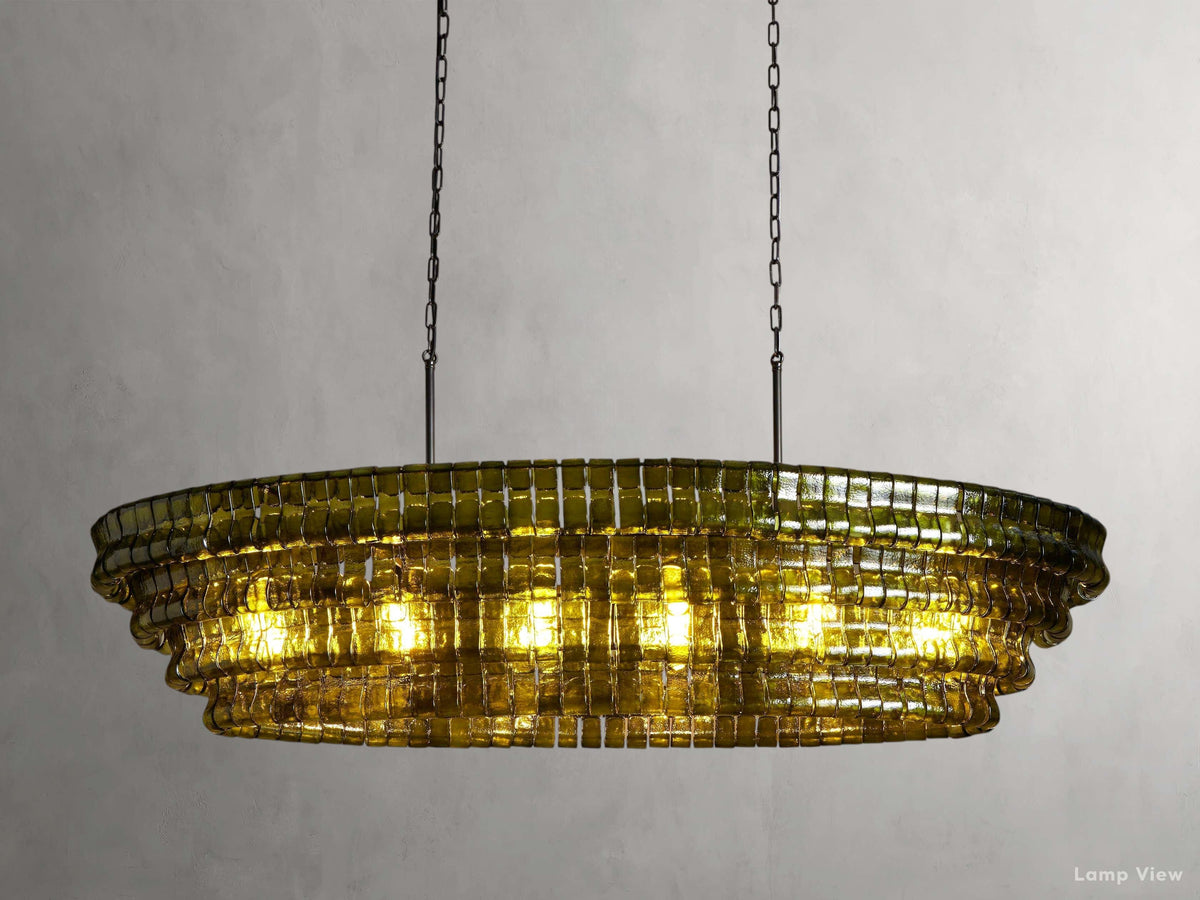 Ghiaccio Hooked Glass Oval Chandelier