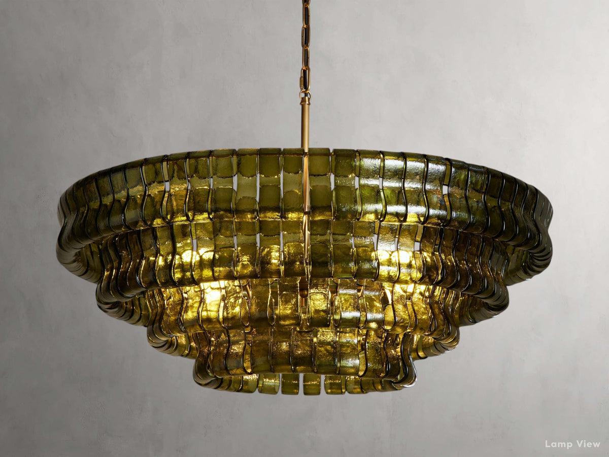 Ghiaccio Hooked Glass Round Chandelier