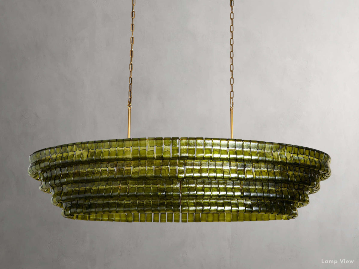 Ghiaccio Layered Glass Oval Chandelier
