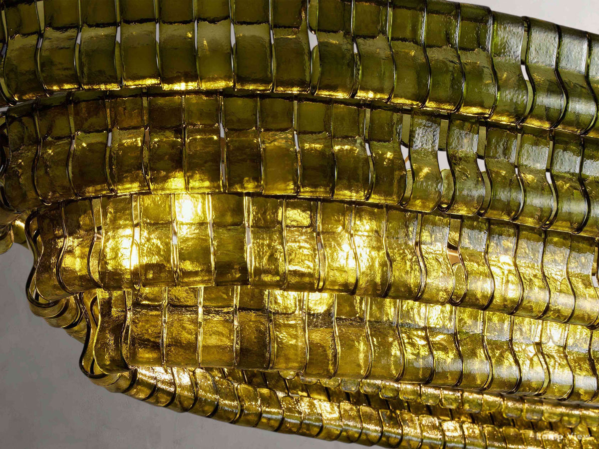 Ghiaccio Layered Glass Oval Chandelier