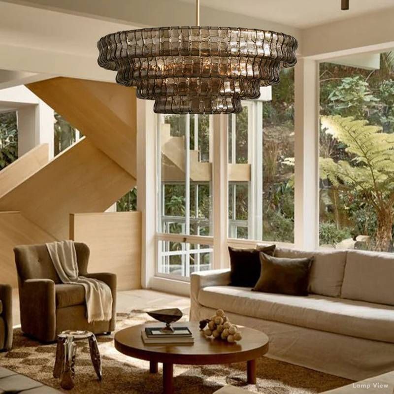Ghiaccio Hooked Glass Round Chandelier