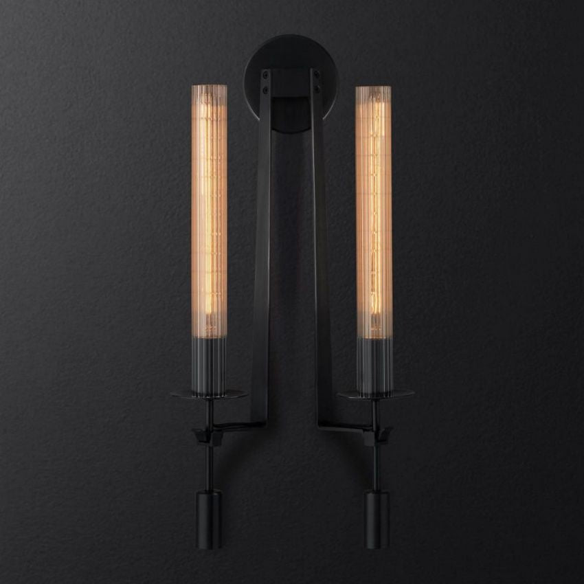 Fontanelle Modernist Glass Double Wall Sconce