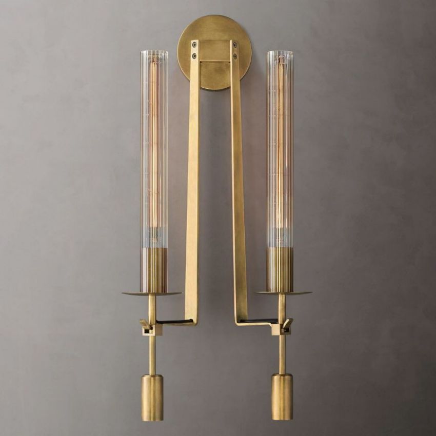 Fontanelle Modernist Glass Double Wall Sconce