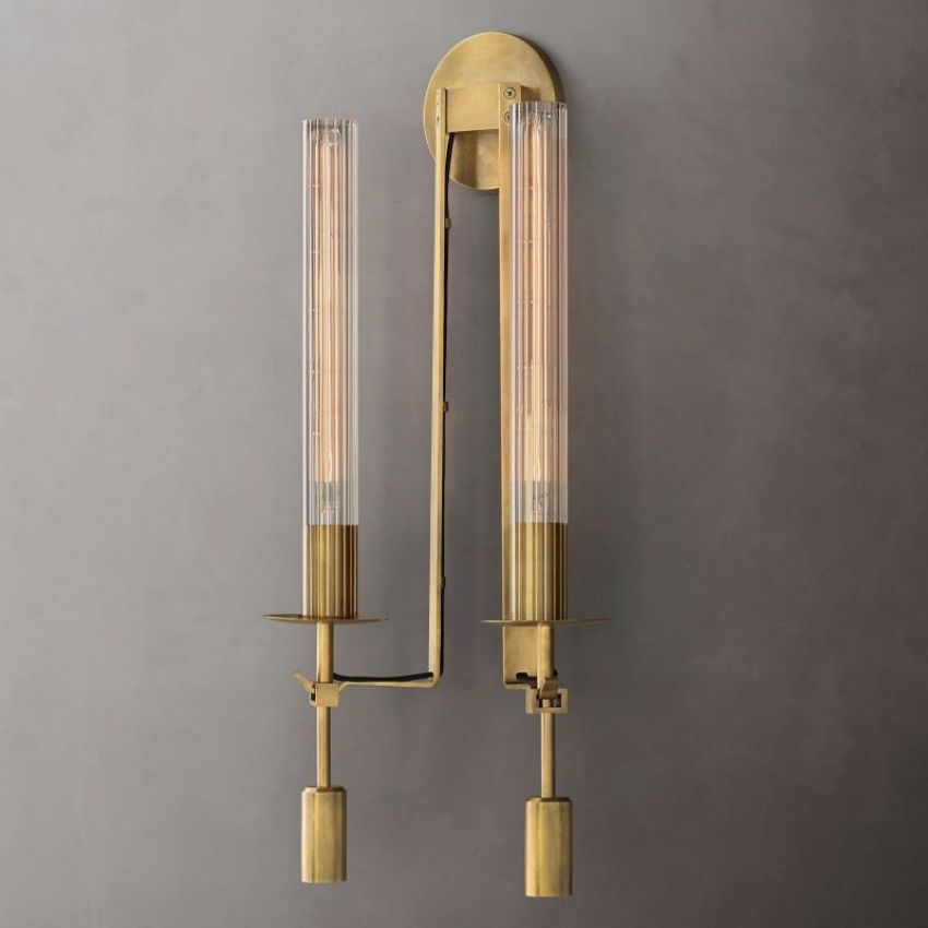 Fontanelle Modernist Glass Double Wall Sconce