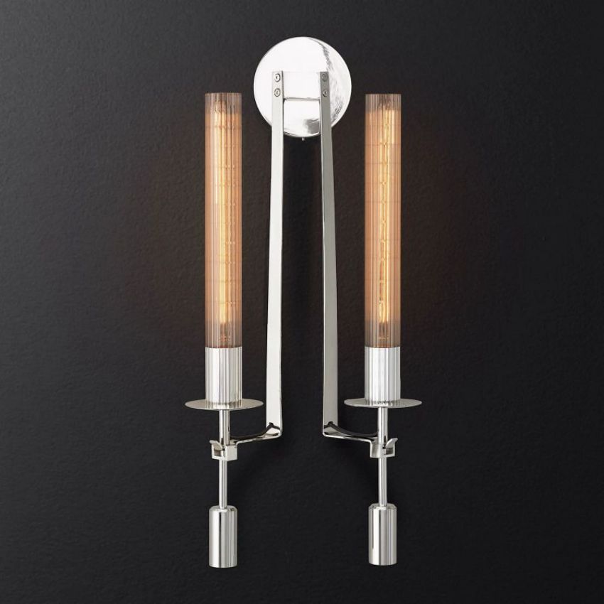 Fontanelle Modernist Glass Double Wall Sconce