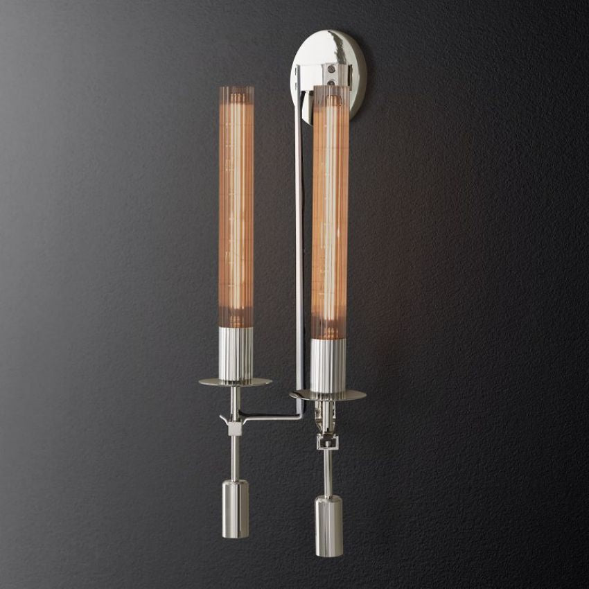 Fontanelle Modernist Glass Double Wall Sconce