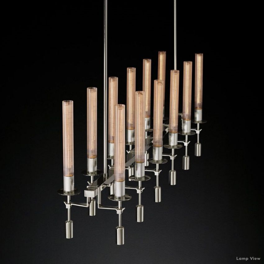 Fontanelle Modernist Glass Linear Chandelier 54"