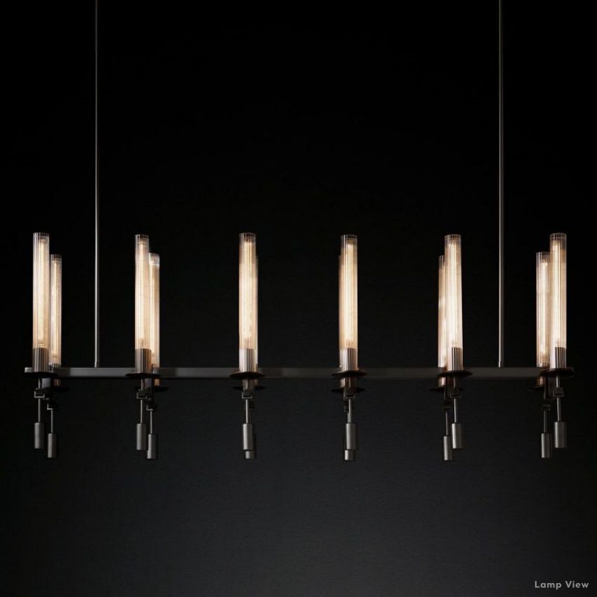 Fontanelle Modernist Glass Linear Chandelier 54"