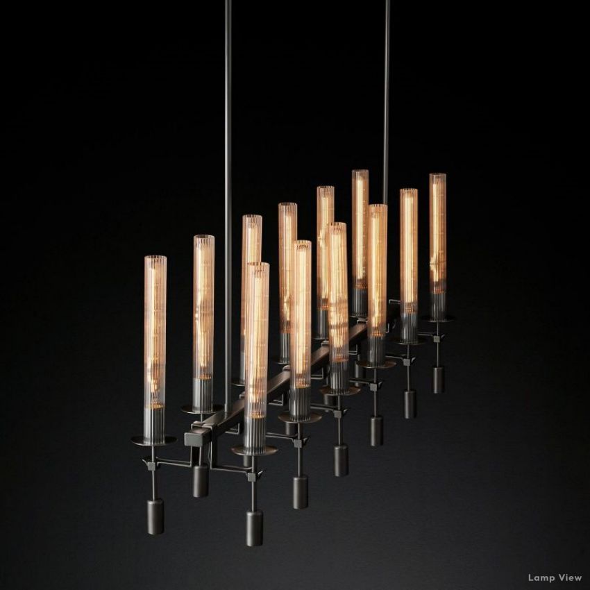 Fontanelle Modernist Glass Linear Chandelier 54"