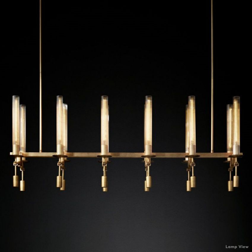 Fontanelle Modernist Glass Linear Chandelier 54"