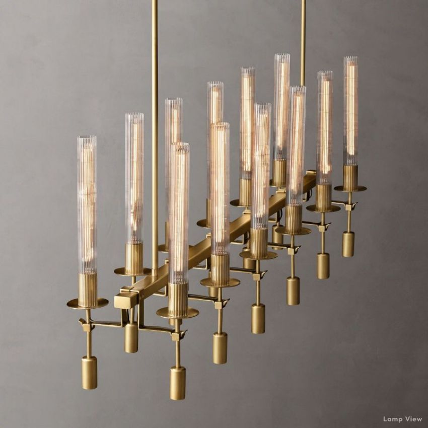 Fontanelle Modernist Glass Linear Chandelier 54"