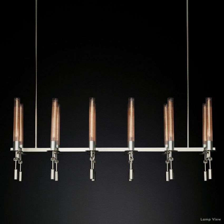 Fontanelle Modernist Glass Linear Chandelier 54"