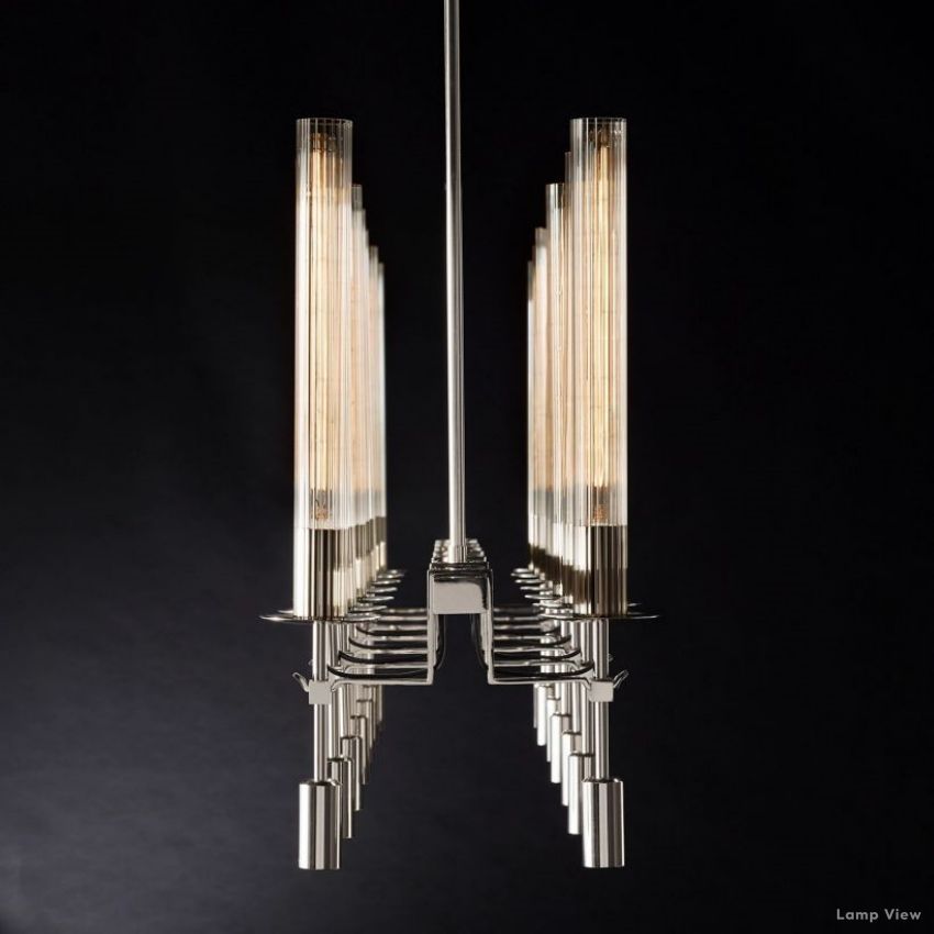 Fontanelle Modernist Glass Linear Chandelier 66"