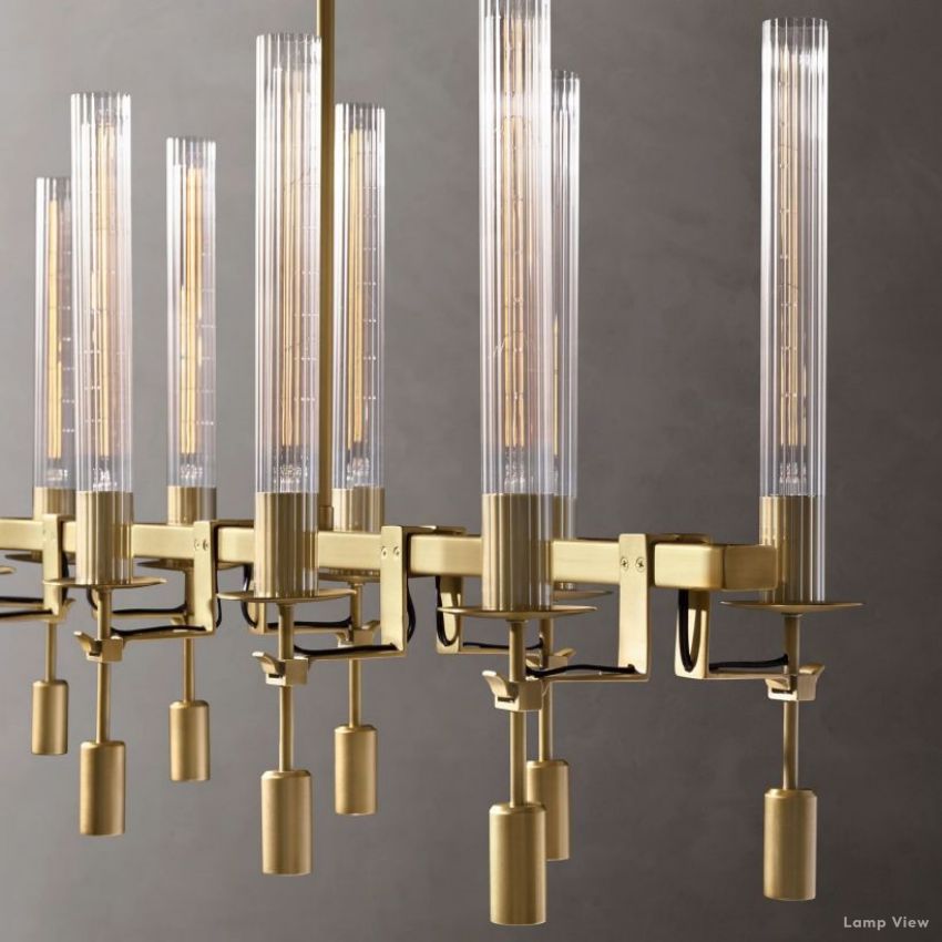 Fontanelle Modernist Glass Linear Chandelier 66"