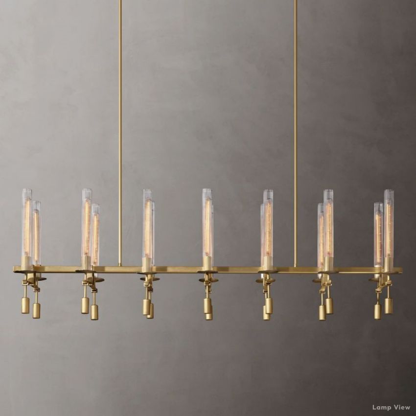 Fontanelle Modernist Glass Linear Chandelier 66"