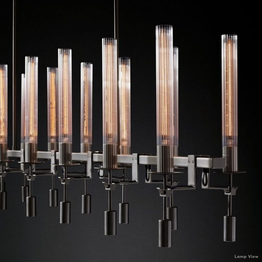 Fontanelle Modernist Glass Linear Chandelier 66"