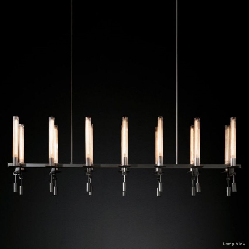 Fontanelle Modernist Glass Linear Chandelier 66"